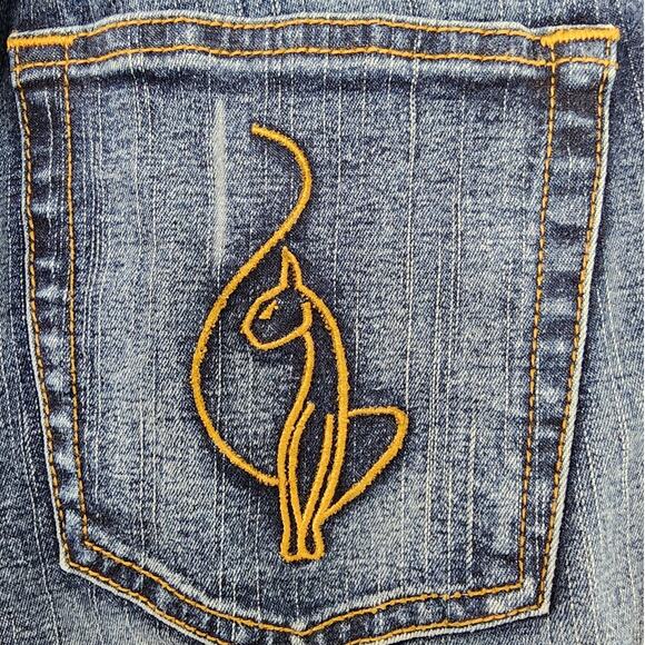 Vintage Y2K Baby Phat Jeans Womens 9 Juniors Blue Faded Low Rise Flare Stretch - Picture 8 of 16